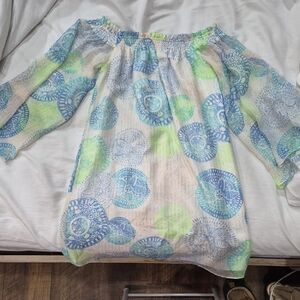 Women's Lilly Pulitzer Abi Silk Dress Dune Our Thing Resortwear Size Large